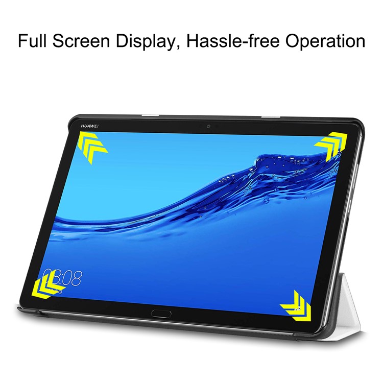 ENKAY PU Leather Smart Tablet Shell with Tri-fold Stand for Huawei MediaPad M5 lite 10 - White-5