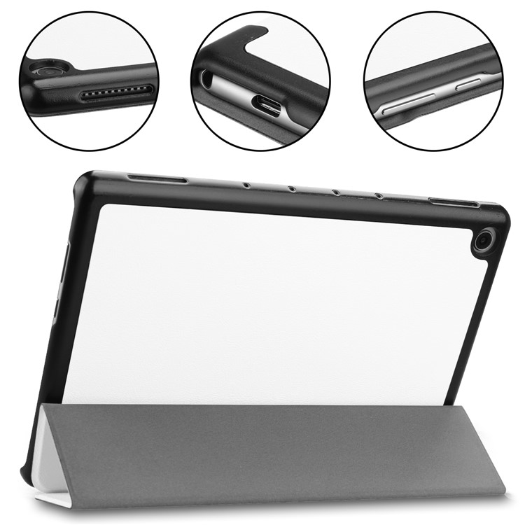 ENKAY PU Leather Smart Tablet Shell with Tri-fold Stand for Huawei MediaPad M5 lite 10 - White-6