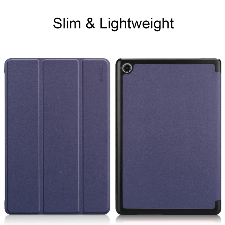 ENKAY Smart Leather Cover Shell with Tri-fold Stand for Huawei MediaPad M5 lite 10 - Dark Blue-2