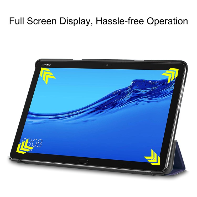 ENKAY Smart Leather Cover Shell with Tri-fold Stand for Huawei MediaPad M5 lite 10 - Dark Blue-5