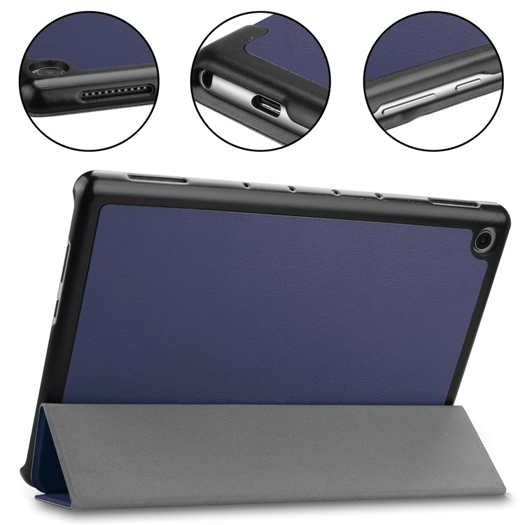 ENKAY Smart Leather Cover Shell with Tri-fold Stand for Huawei MediaPad M5 lite 10 - Dark Blue-6
