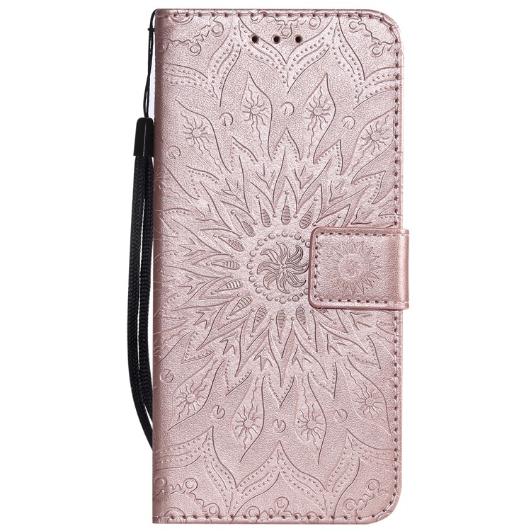 Imprint Sunflower Wallet Leather Stand Phone Case for Huawei Mate 20 Pro - Rose Gold-2
