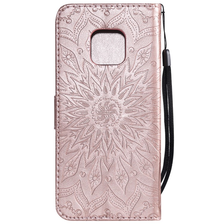 Imprint Sunflower Wallet Leather Stand Phone Case for Huawei Mate 20 Pro - Rose Gold-3