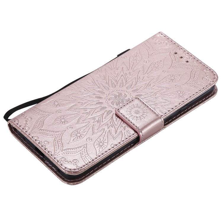 Imprint Sunflower Wallet Leather Stand Phone Case for Huawei Mate 20 Pro - Rose Gold-5