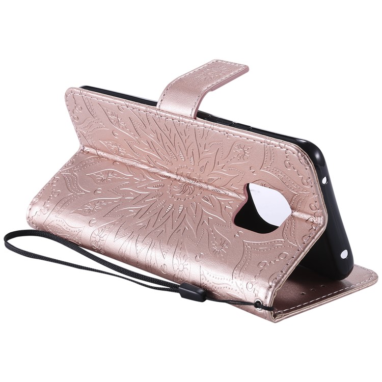 Imprint Sunflower Wallet Leather Stand Phone Case for Huawei Mate 20 Pro - Rose Gold-7