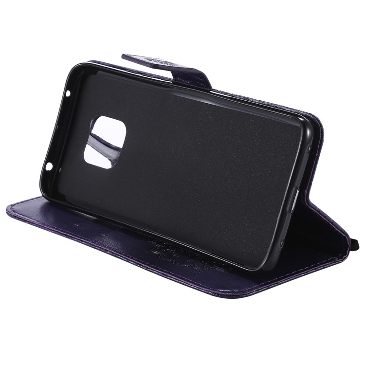 Imprint Sunflower Leather Stand Case with Card Slots for Huawei Mate 20 Pro - Purple-8