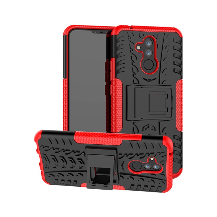 Anti-slip PC + TPU Hybrid Shell Case with Kickstand for Huawei Mate 20 Lite / Maimang 7 - Red-1