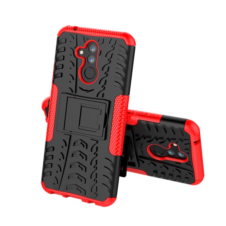 Anti-slip PC + TPU Hybrid Shell Case with Kickstand for Huawei Mate 20 Lite / Maimang 7 - Red-2