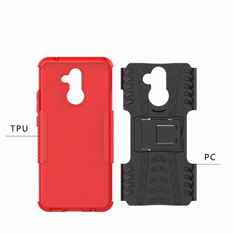 Anti-slip PC + TPU Hybrid Shell Case with Kickstand for Huawei Mate 20 Lite / Maimang 7 - Red-3