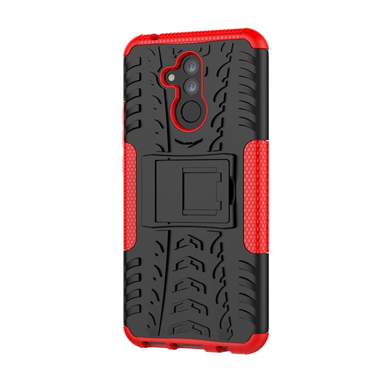 Anti-slip PC + TPU Hybrid Shell Case with Kickstand for Huawei Mate 20 Lite / Maimang 7 - Red-6