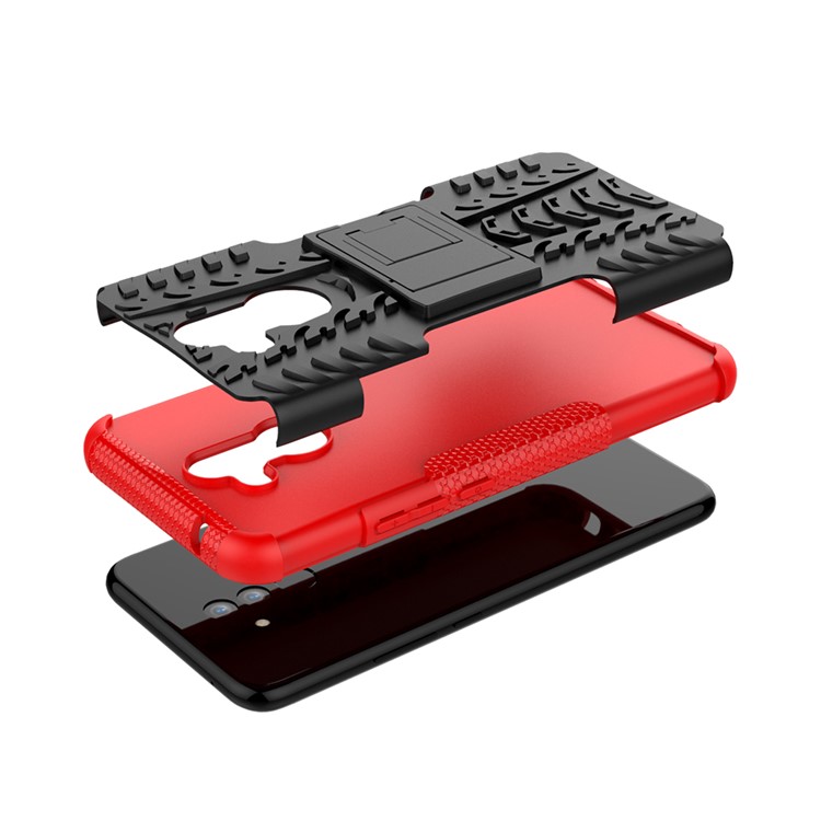 Anti-slip PC + TPU Hybrid Shell Case with Kickstand for Huawei Mate 20 Lite / Maimang 7 - Red-7
