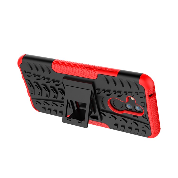 Anti-slip PC + TPU Hybrid Shell Case with Kickstand for Huawei Mate 20 Lite / Maimang 7 - Red-9