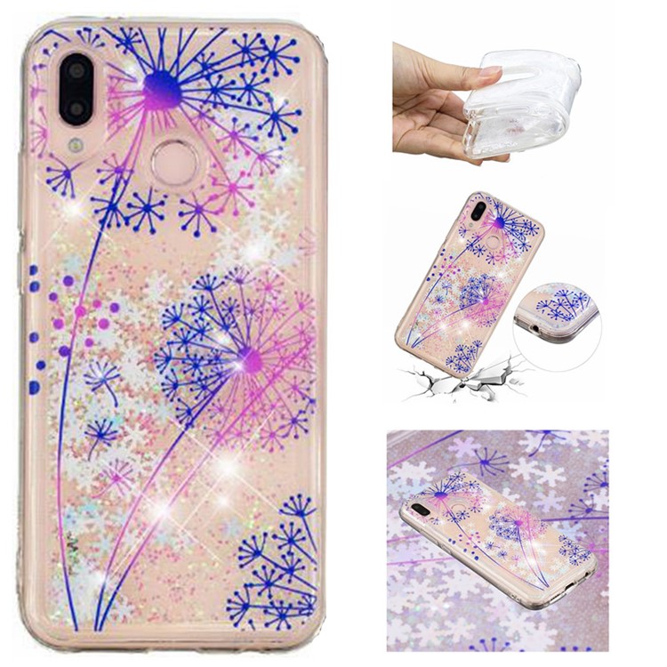 Dynamic Glitter Powder Heart Shaped Sequins Shockproof TPU Mobile Phone Case for Huawei P20 Lite / Nova 3e (China) - Dandelion-1
