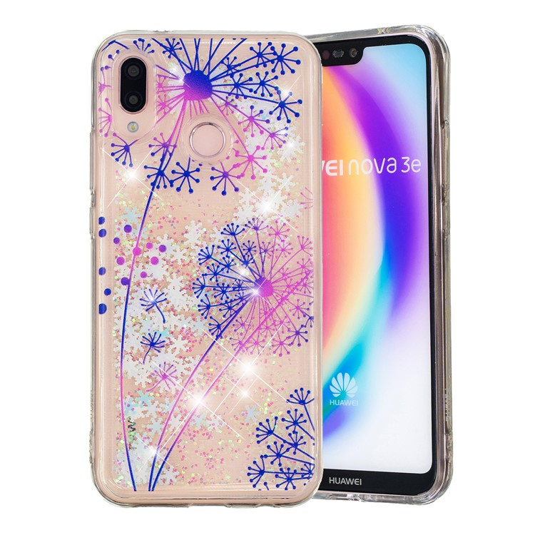 Dynamic Glitter Powder Heart Shaped Sequins Shockproof TPU Mobile Phone Case for Huawei P20 Lite / Nova 3e (China) - Dandelion-2