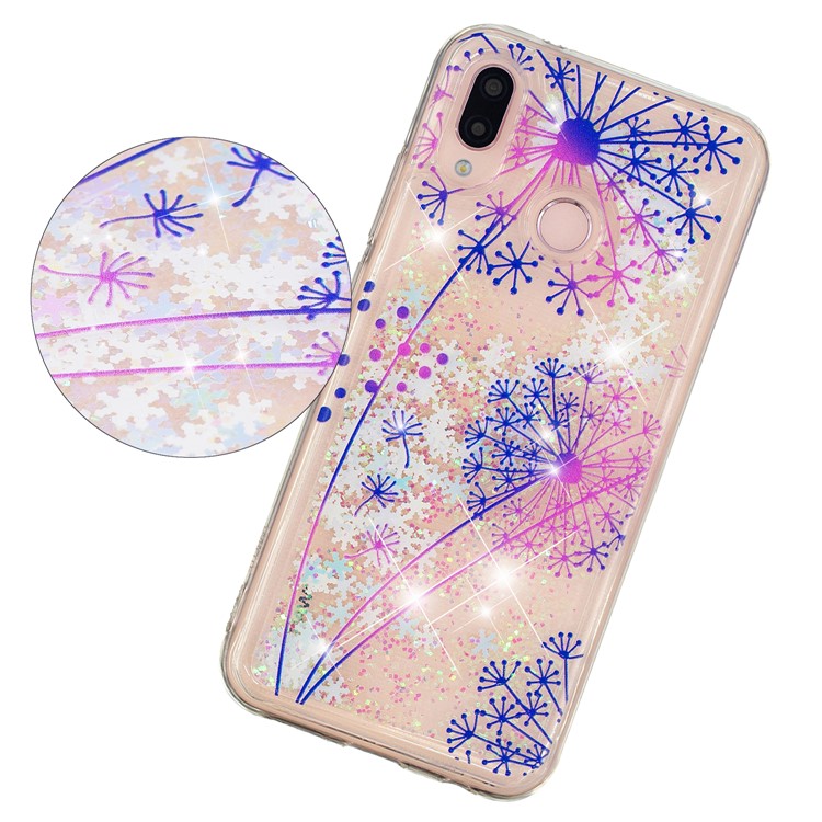 Dynamic Glitter Powder Heart Shaped Sequins Shockproof TPU Mobile Phone Case for Huawei P20 Lite / Nova 3e (China) - Dandelion-3
