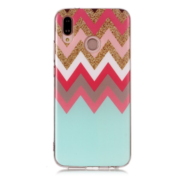 Patterned IMD Soft Matte TPU Mobile Phone Shell for Huawei P20 Lite / Nova 3e (China) - Wavy Line-2