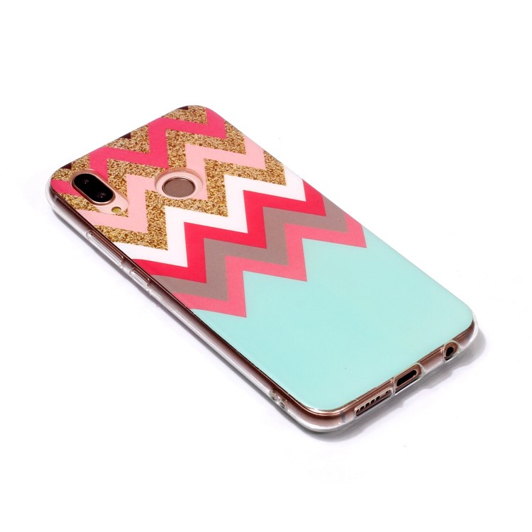 Patterned IMD Soft Matte TPU Mobile Phone Shell for Huawei P20 Lite / Nova 3e (China) - Wavy Line-3