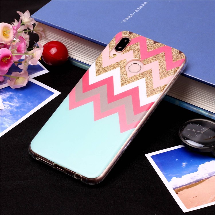 Patterned IMD Soft Matte TPU Mobile Phone Shell for Huawei P20 Lite / Nova 3e (China) - Wavy Line-4