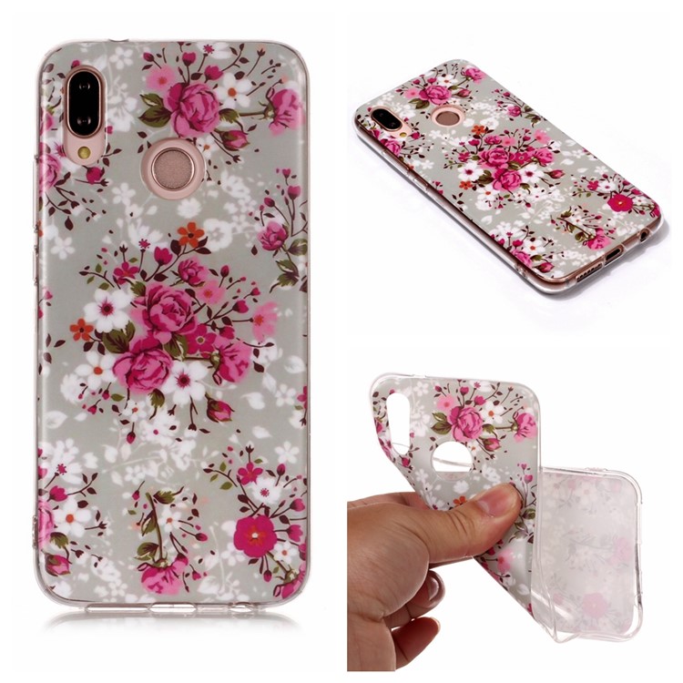 Patterned IMD Soft Matte TPU Protective Case for Huawei P20 Lite / Nova 3e (China) - Pretty Flower-1