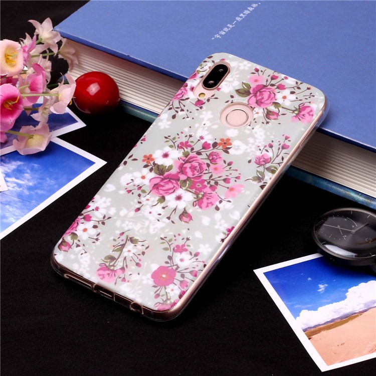 Patterned IMD Soft Matte TPU Protective Case for Huawei P20 Lite / Nova 3e (China) - Pretty Flower-4