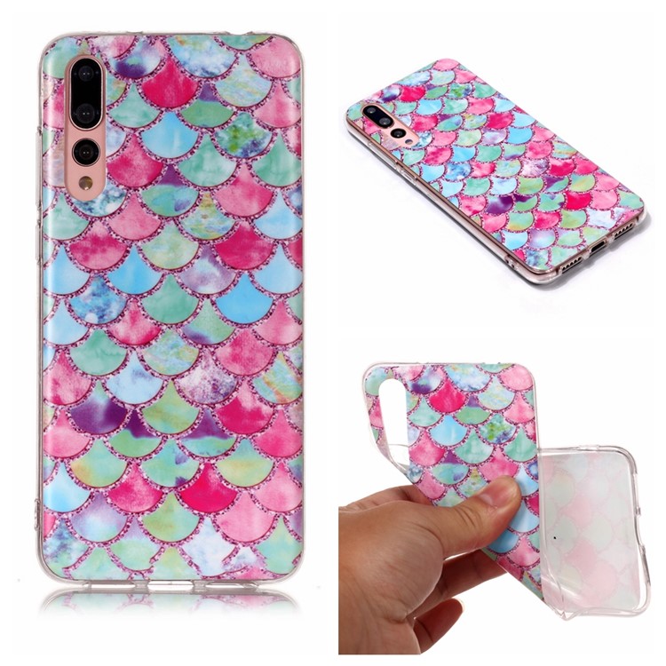 Pattern Printing Matte Surface IMD TPU Phone Case for Huawei P20 Pro - Fish Scale-1