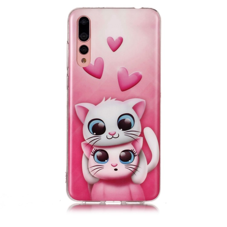 Pattern Printing Matte Surface IMD TPU Mobile Phone Case for Huawei P20 Pro - Cat and Heart-2