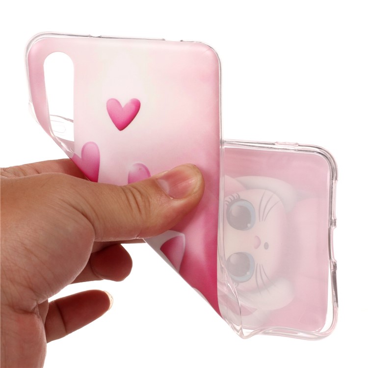 Pattern Printing Matte Surface IMD TPU Mobile Phone Case for Huawei P20 Pro - Cat and Heart-5