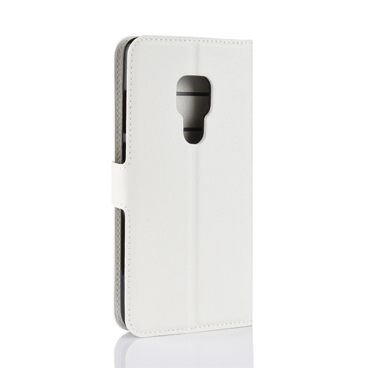 Litchi Skin PU Leather Magnetic Wallet Stand Cover for Huawei Mate 20 X - White-3
