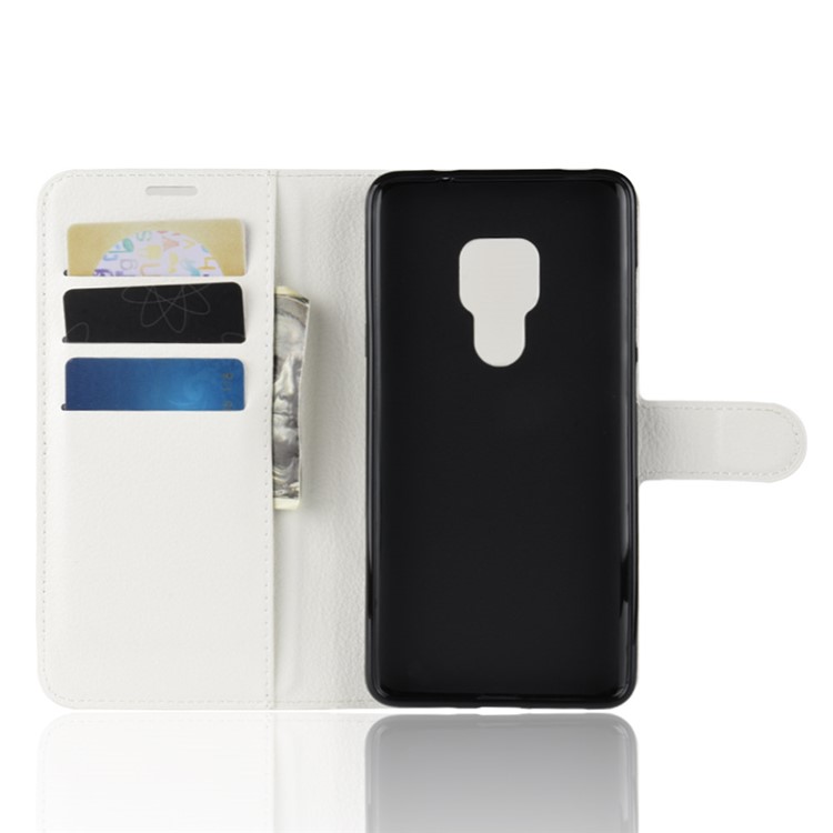 Litchi Skin PU Leather Magnetic Wallet Stand Cover for Huawei Mate 20 X - White-4