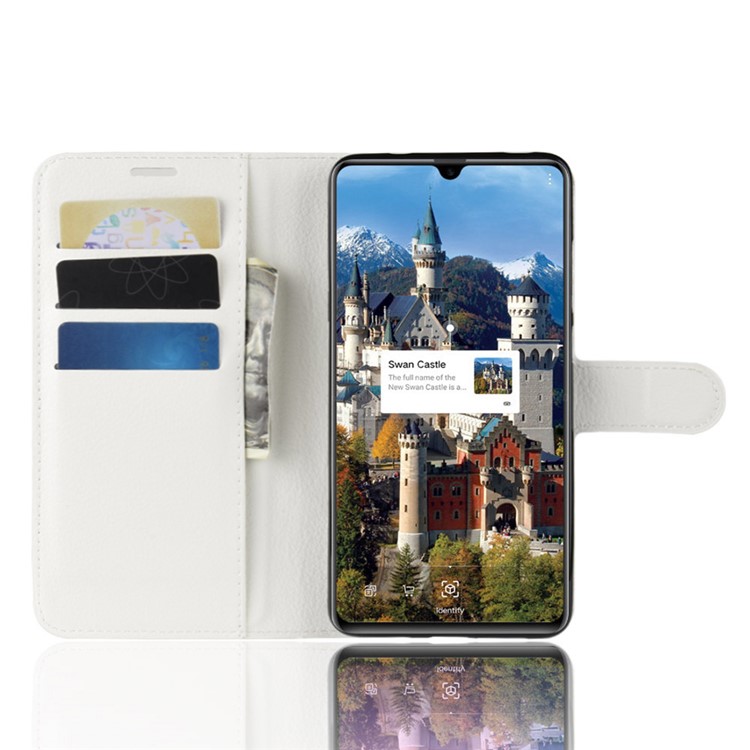 Litchi Skin PU Leather Magnetic Wallet Stand Cover for Huawei Mate 20 X - White-5