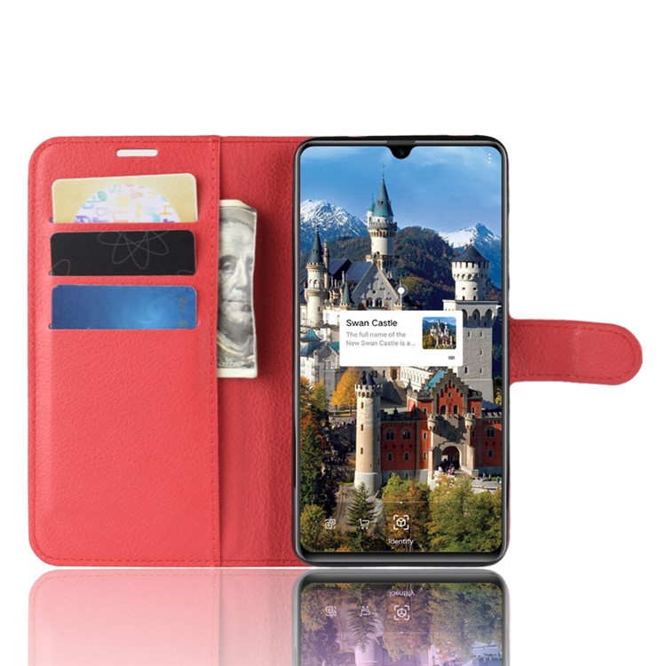 Litchi Skin PU Leather Magnetic Wallet Stand Shell for Huawei Mate 20 X - Red-5