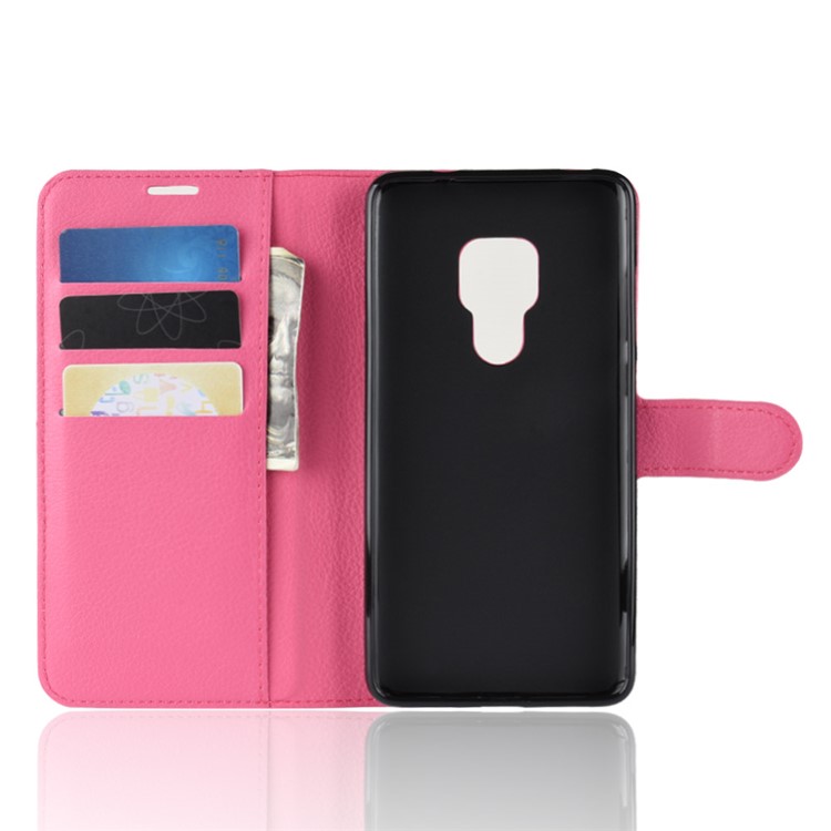Litchi Skin PU Leather Magnetic Wallet Stand Casing for Huawei Mate 20 X - Rose-4