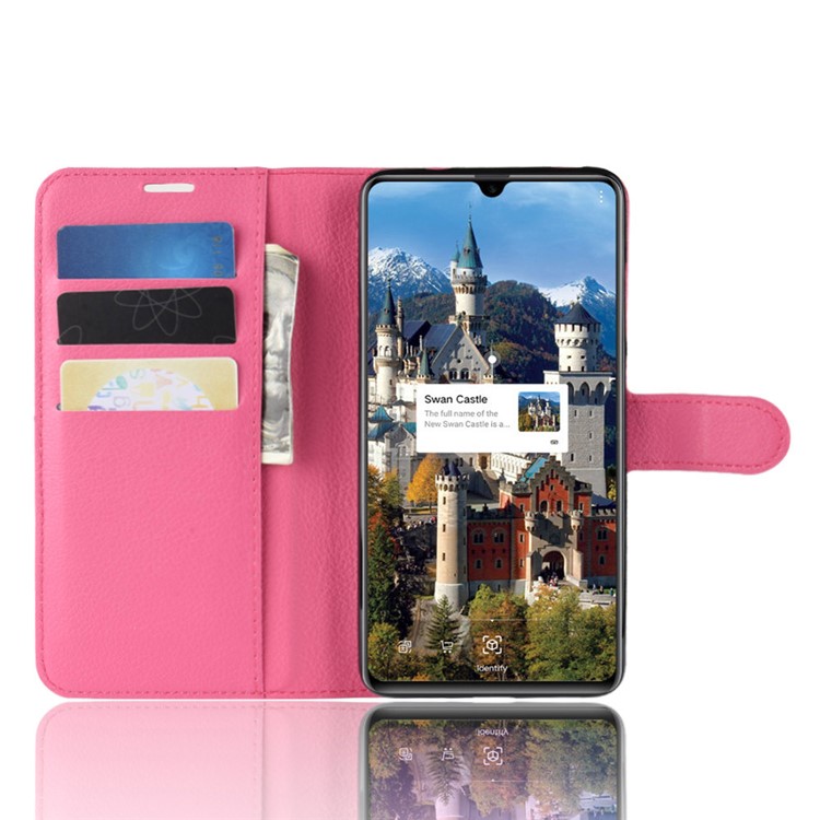 Litchi Skin PU Leather Magnetic Wallet Stand Casing for Huawei Mate 20 X - Rose-5