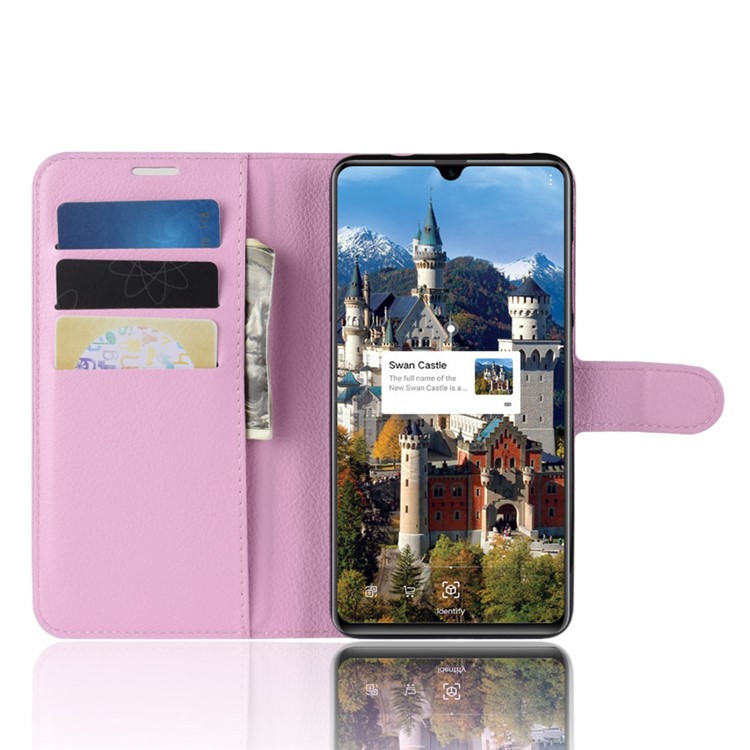 Litchi Skin PU Leather Magnetic Wallet Stand Cellphone Case for Huawei Mate 20 X - Pink-5