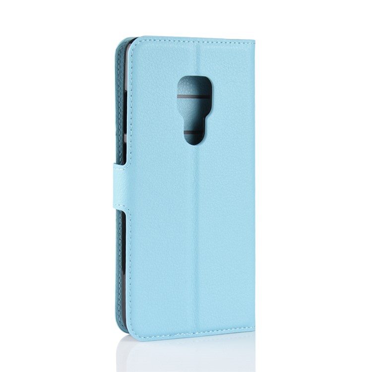 Litchi Skin PU Leather Magnetic Wallet Stand Flip Case for Huawei Mate 20 X - Blue-3