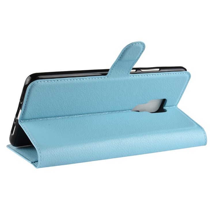 Litchi Skin PU Leather Magnetic Wallet Stand Flip Case for Huawei Mate 20 X - Blue-6