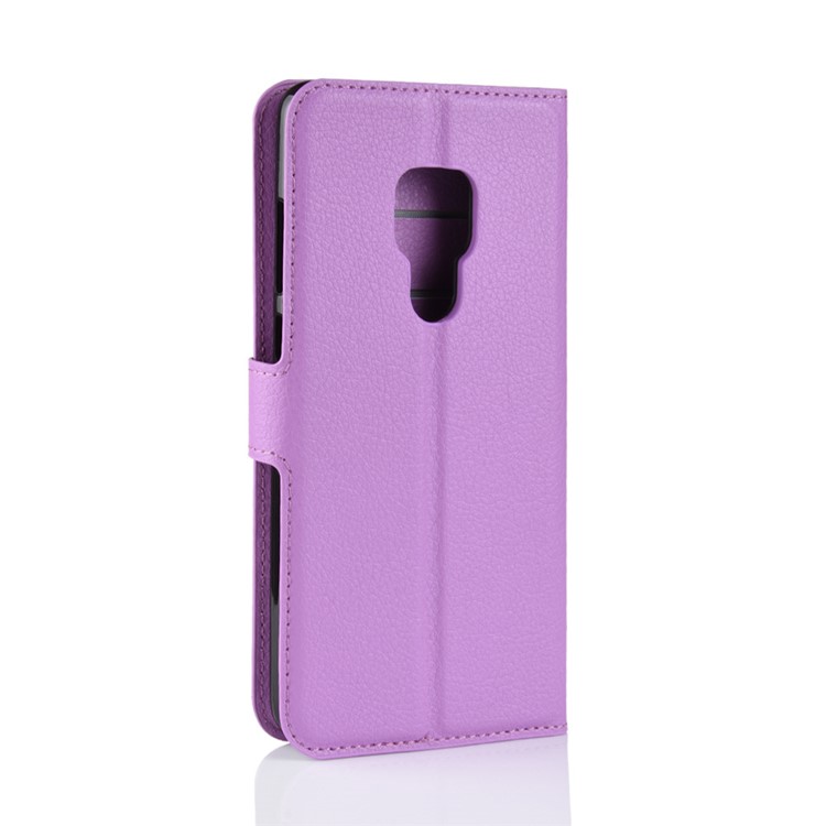 Litchi Skin PU Leather Magnetic Wallet Stand Flip Cover for Huawei Mate 20 X - Purple-3
