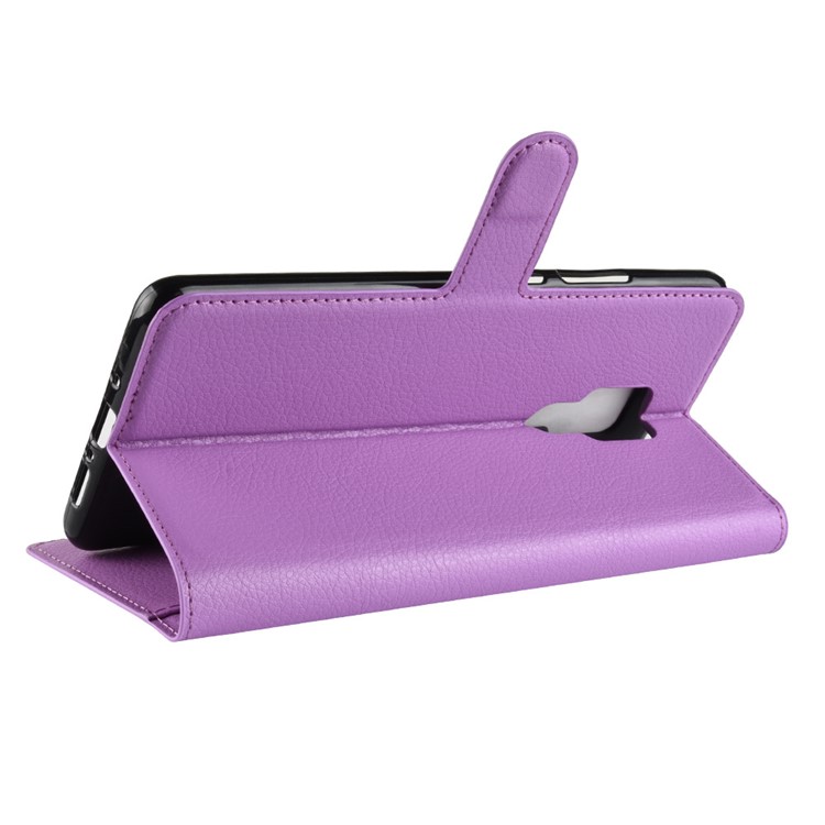 Litchi Skin PU Leather Magnetic Wallet Stand Flip Cover for Huawei Mate 20 X - Purple-6