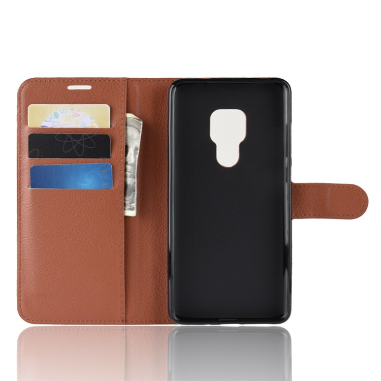 Litchi Texture PU Leather Magnetic Wallet Stand Flip Shell for Huawei Mate 20 X - Brown-4