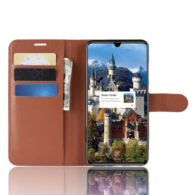 Litchi Texture PU Leather Magnetic Wallet Stand Flip Shell for Huawei Mate 20 X - Brown-5