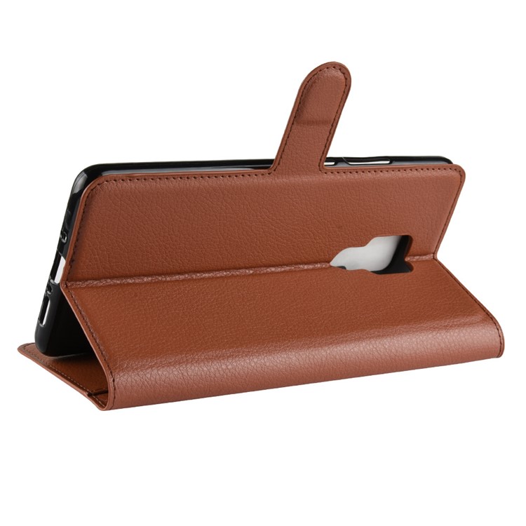 Litchi Texture PU Leather Magnetic Wallet Stand Flip Shell for Huawei Mate 20 X - Brown-6