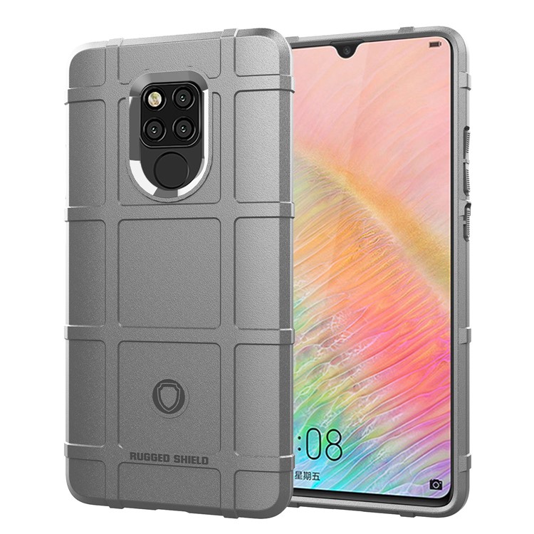 Anti-shock Square Grid Texture Soft TPU Phone Cover for Huawei Mate 20 X - Grey-1