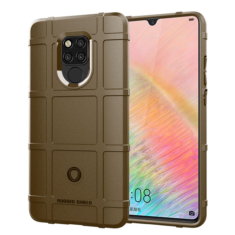 Anti-shock Square Grid Texture Soft TPU Cellphone Case for Huawei Mate 20 X - Brown-1