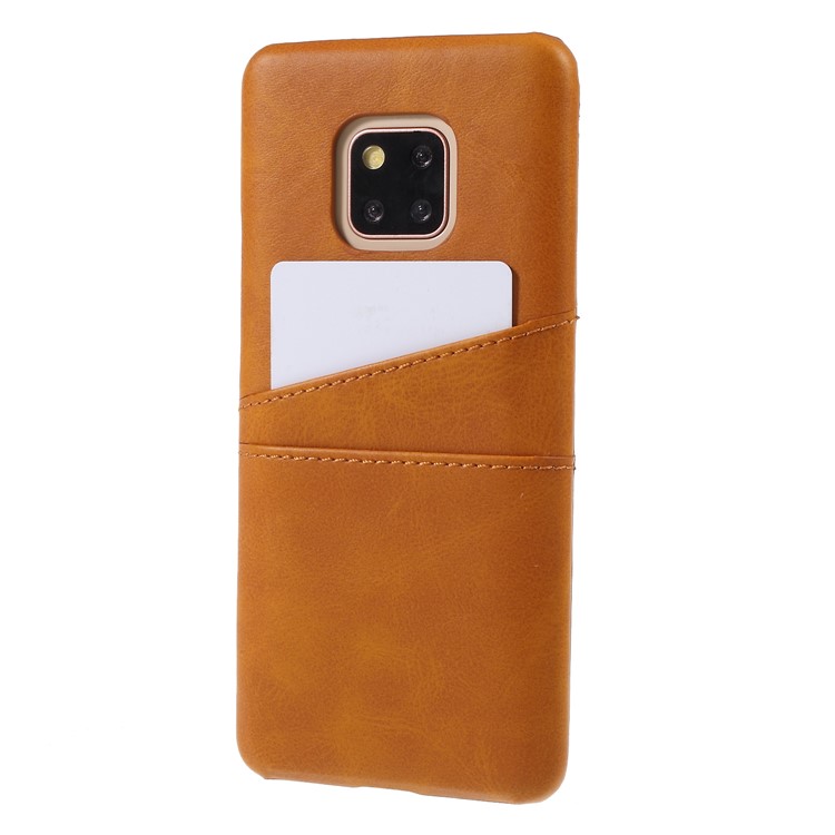 Dual Card Slots PU Leather Coated PC Back Mobile Casing for Huawei Mate 20 Pro - Brown-3