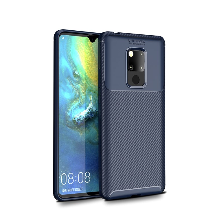 Drop Resistant Carbon Fiber TPU Phone Casing for Huawei Mate 20 X - Blue-1