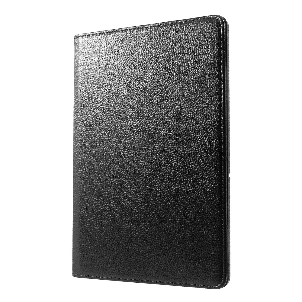 Litchi Skin Leather Shell Caso Com Suporte Rotativo de 360 ​​graus Para a Huawei Mediapad T5 10 - Preto