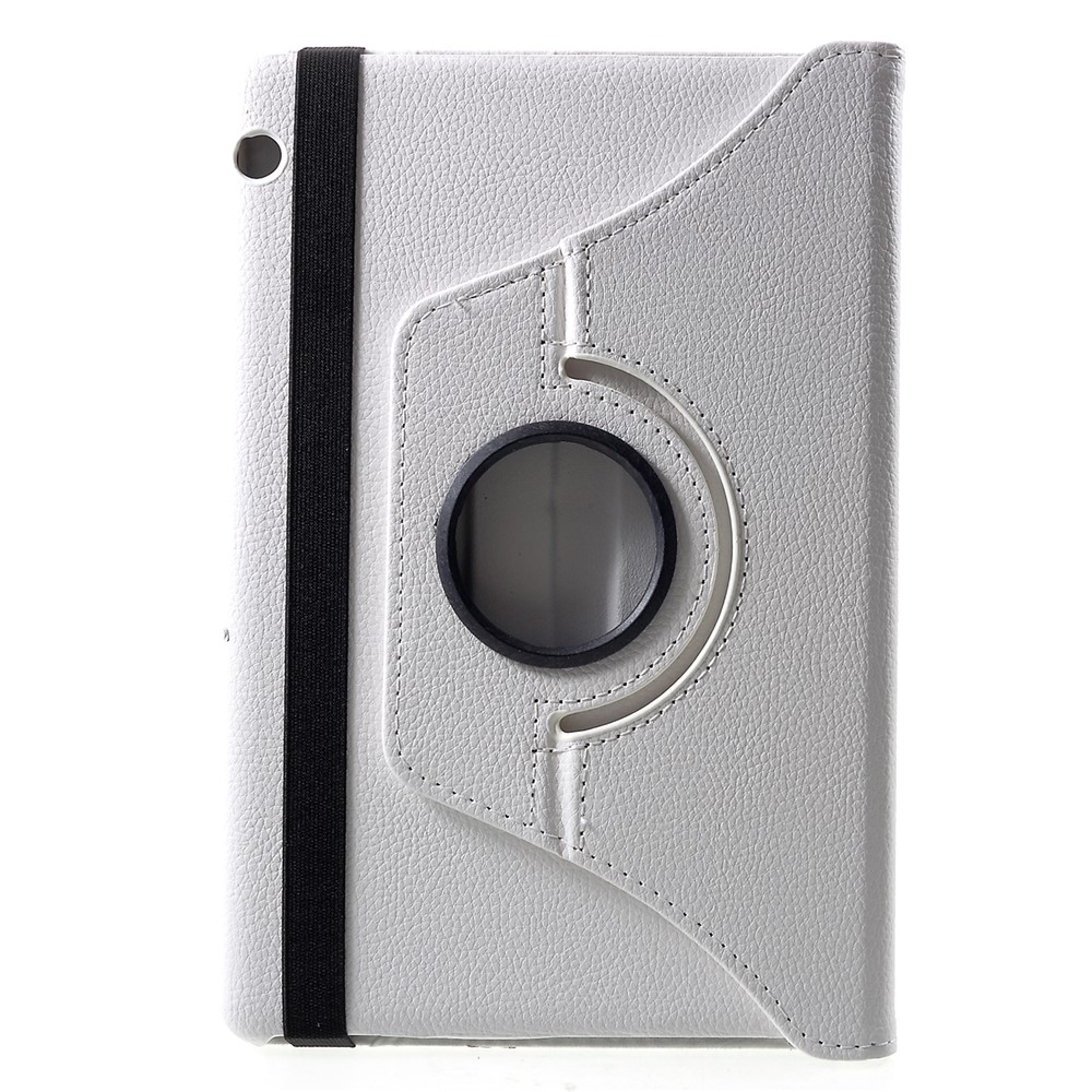 Litchi Skin Leather Case Cover with Rotating Stand for Huawei MediaPad T5 10 - White-1