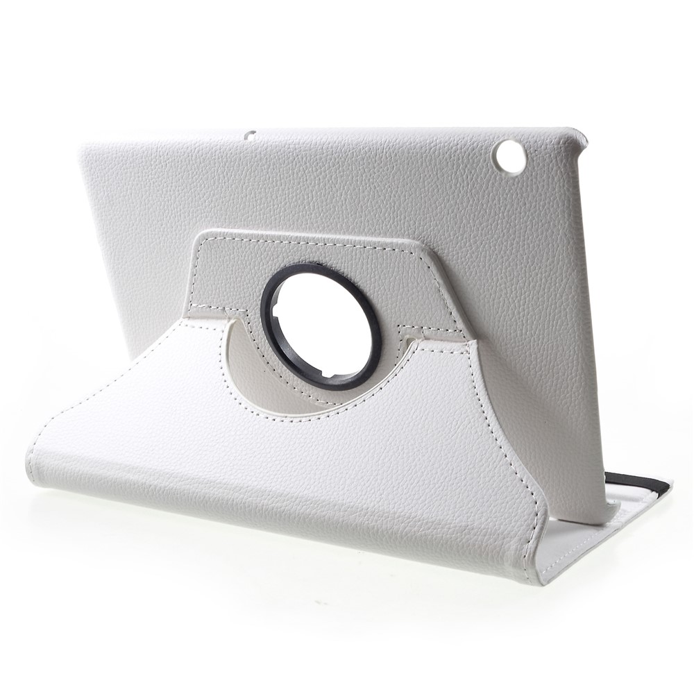 Litchi Skin Leather Case Cover with Rotating Stand for Huawei MediaPad T5 10 - White-4
