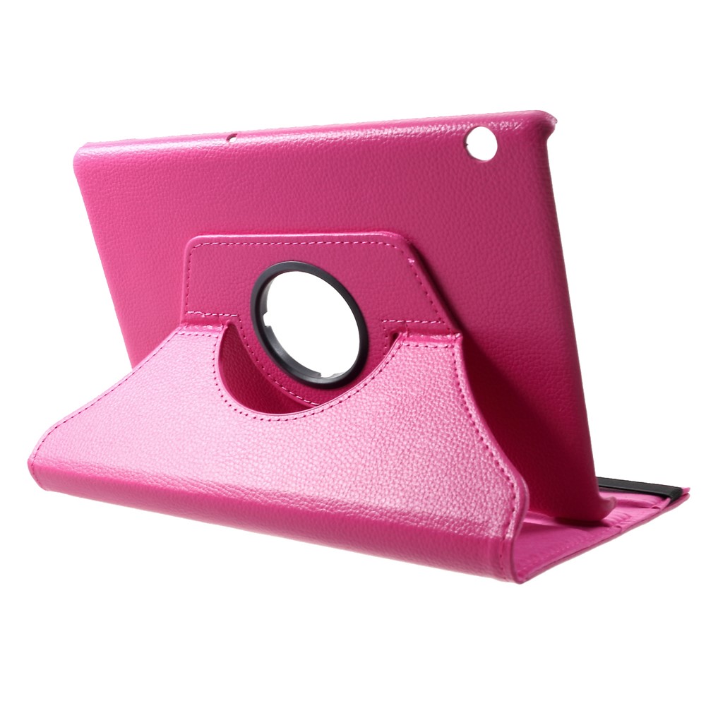Litchi Skin Leather Protection Case with Rotating Stand for Huawei MediaPad T5 10 - Rose-4