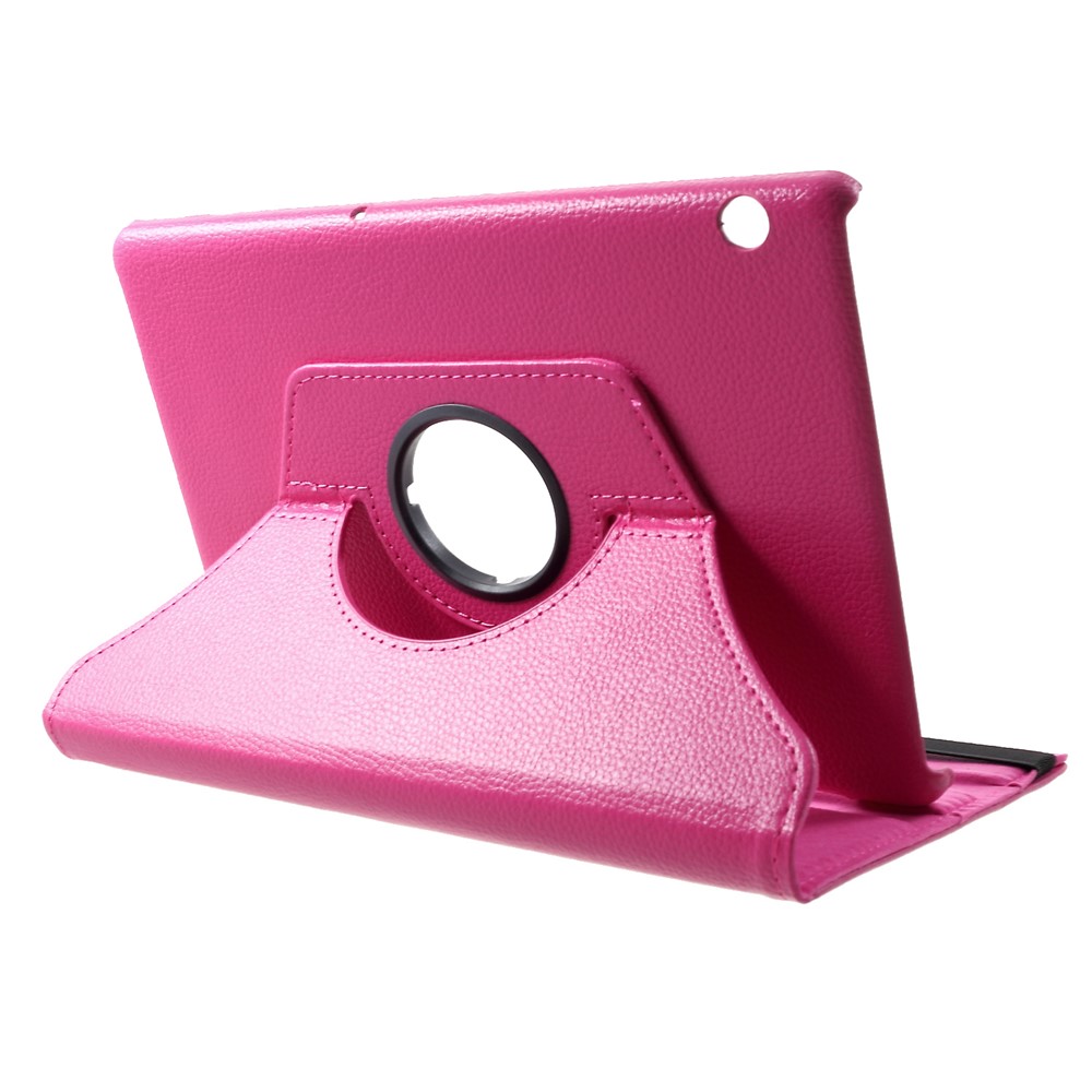 Litchi Skin Leather Shell Cover Con Soporte de Rotación de 360 ​​grados Para Huawei MediaPad T5 10 - Rosa